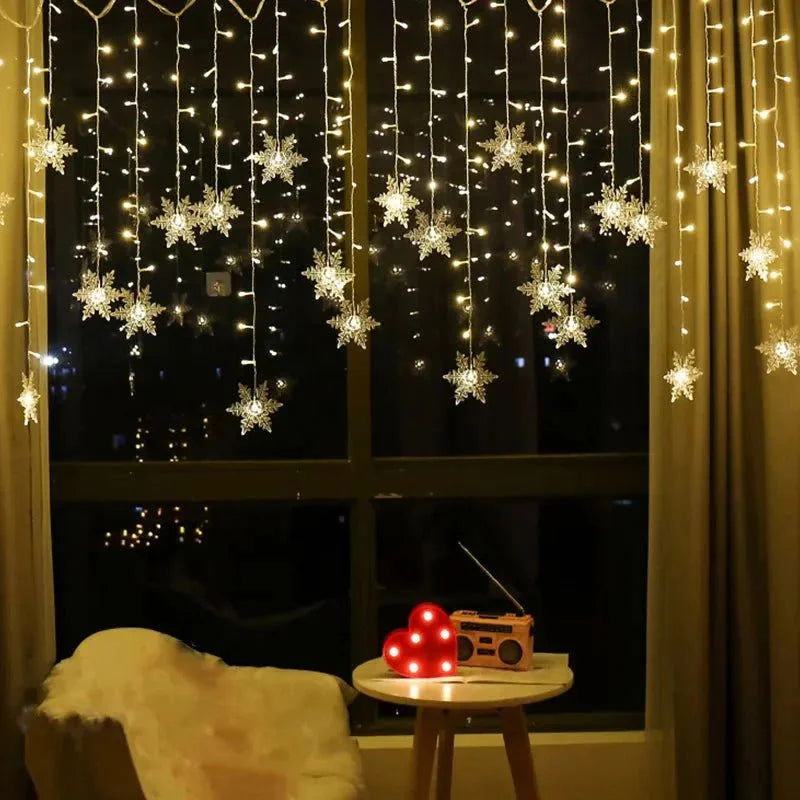 3.2m Snowflake LED Curtain Lights – 8 Modes