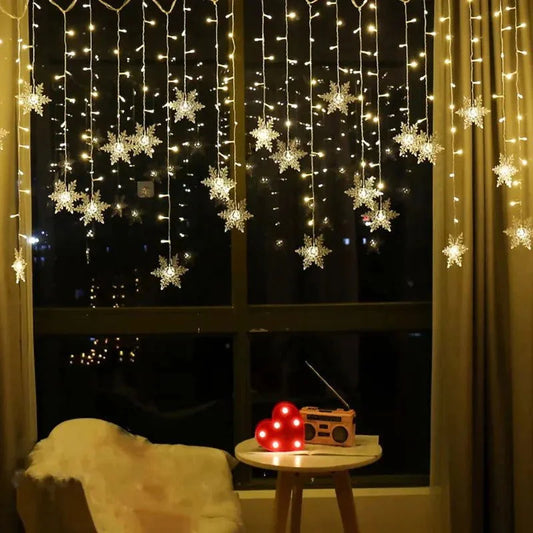 3.2m Snowflake LED Curtain Lights – 8 Modes