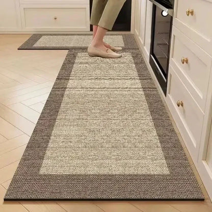 3-Layer Linen-Effect Absorbent Non-Slip Kitchen Mat