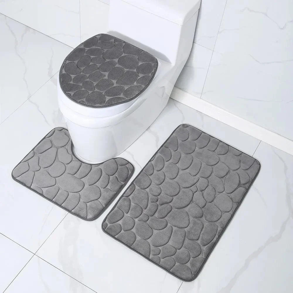 3-Piece Absorbent Non-Slip Bathroom Mat Set