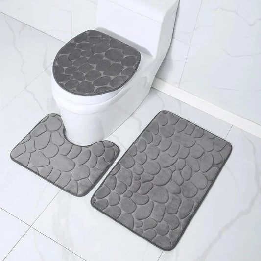 3-Piece Absorbent Non-Slip Bathroom Mat Set