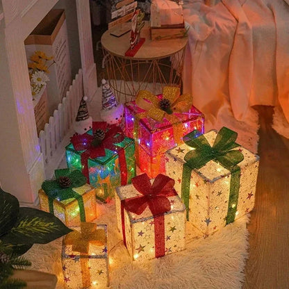 3-Piece Light-Up Christmas Gift Box Set