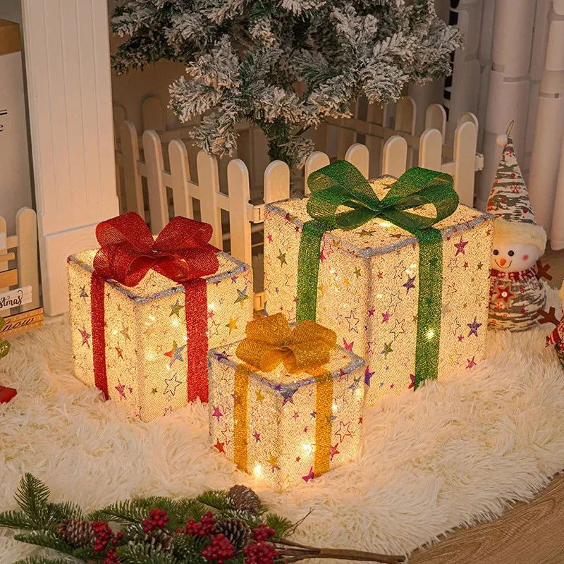 3-Piece Light-Up Christmas Gift Box Set – view 3