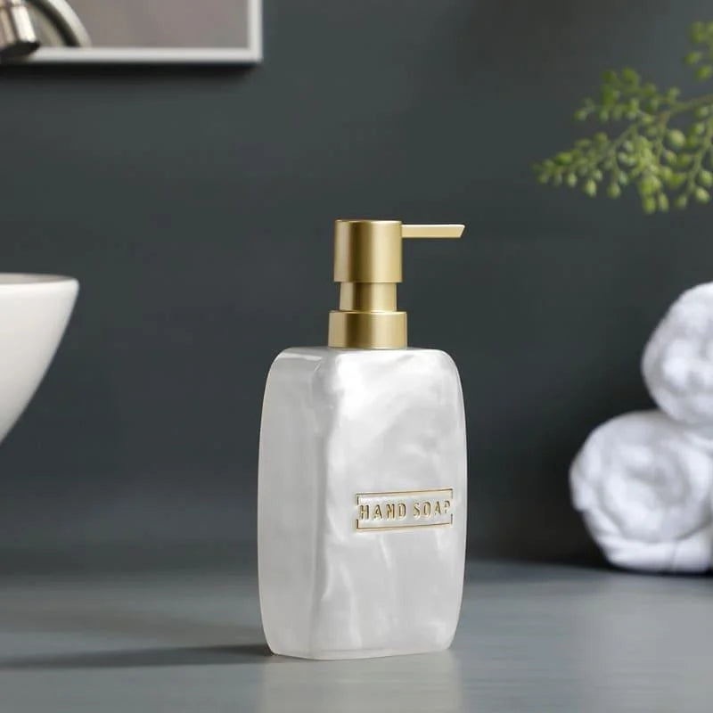 3-piece pearl resin bathroom set with Gold accents – view 4
