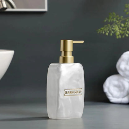 3-piece pearl resin bathroom set with Gold accents – view 4
