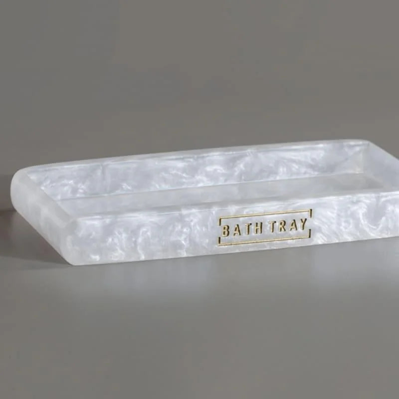 3-piece pearl resin bathroom set with Gold accents – view 5
