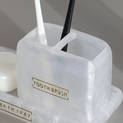 3-piece pearl resin bathroom set with Gold accents – view 7