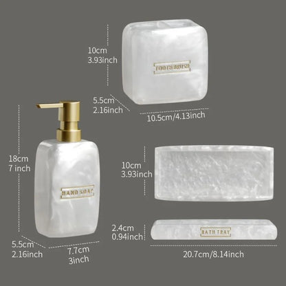 3-piece pearl resin bathroom set with Gold accents – view 11