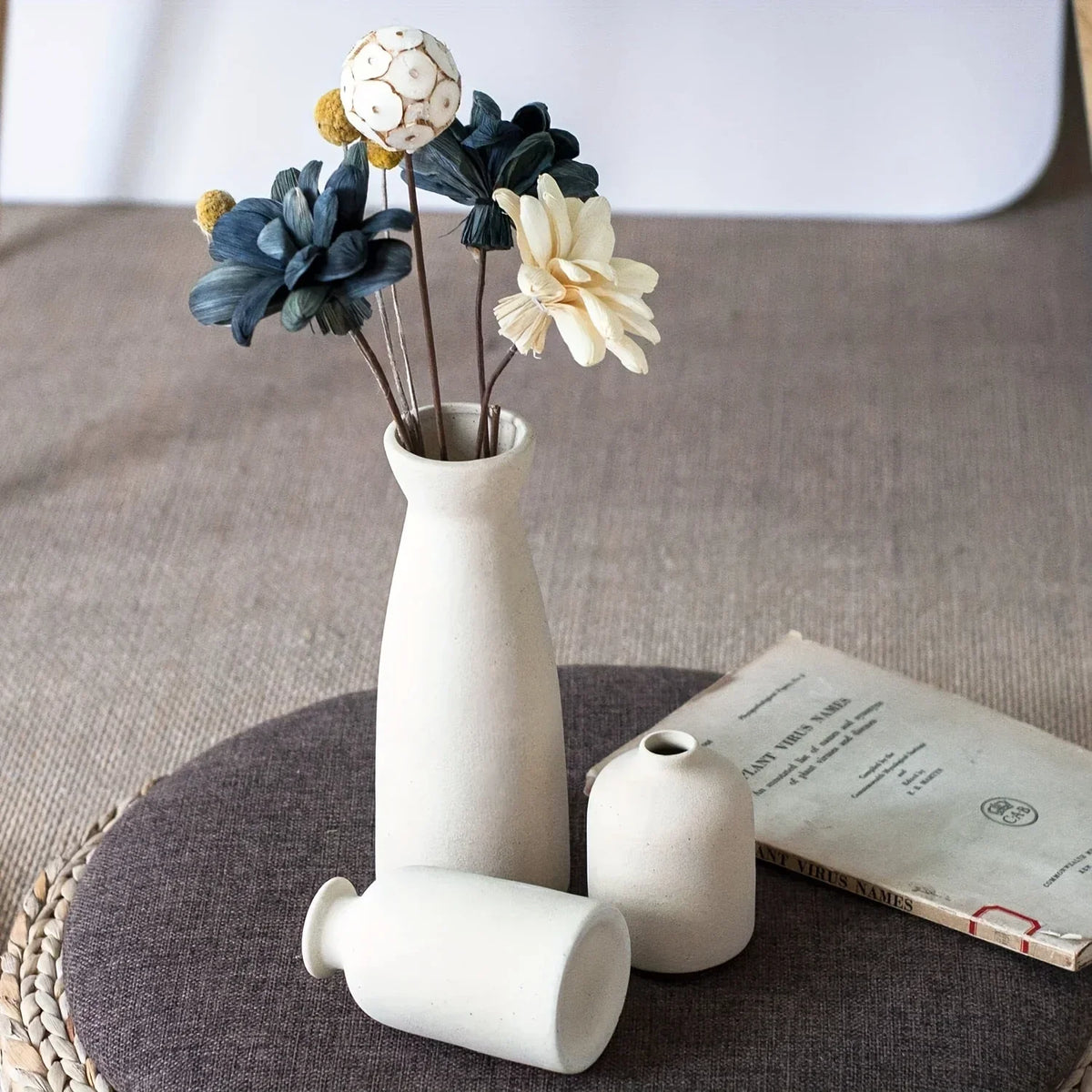 3-Piece Rustic Ceramic Vase Set