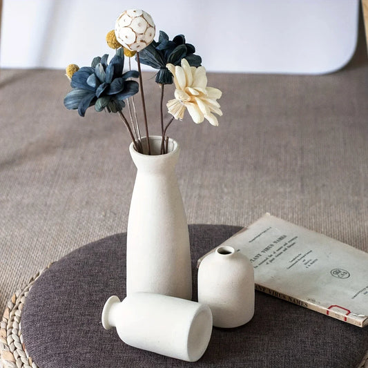3-Piece Rustic Ceramic Vase Set