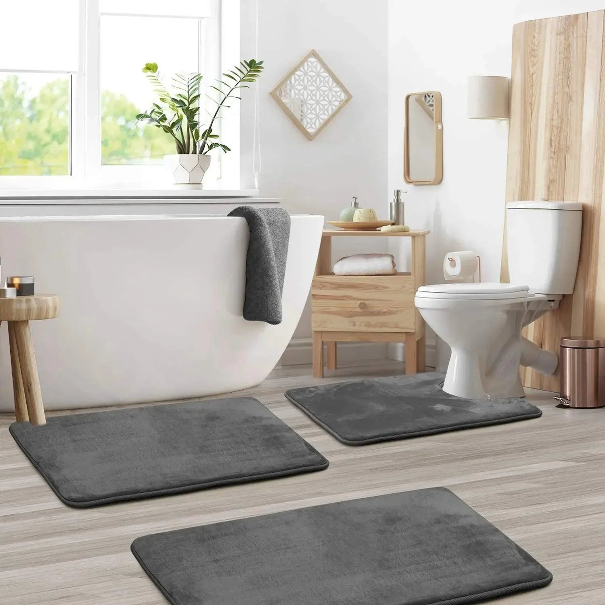 3-Piece Velvet Non-Slip Bathroom Mat Set – view 2