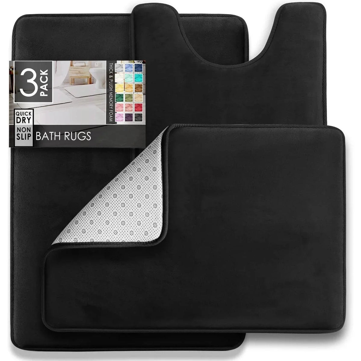 3-Piece Velvet Non-Slip Bathroom Mat Set – view 7