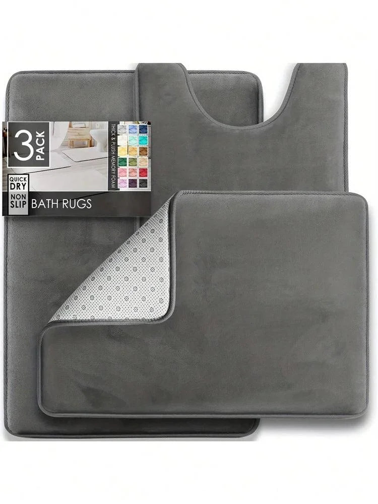 3-Piece Velvet Non-Slip Bathroom Mat Set – view 8