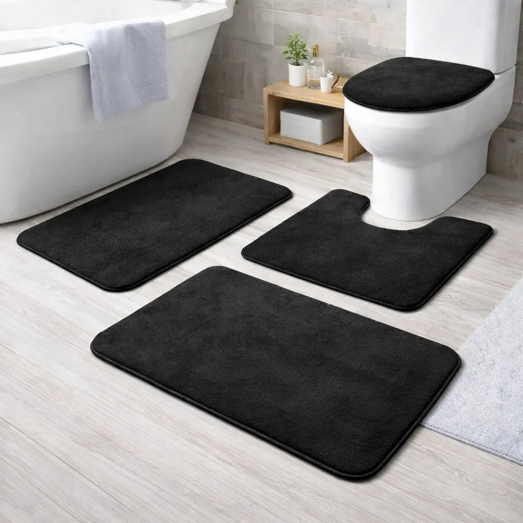 3-Piece Velvet Non-Slip Bathroom Mat Set – view 9