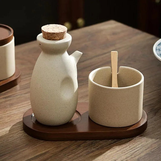 3-Piece White Ceramic Spice Jar Set