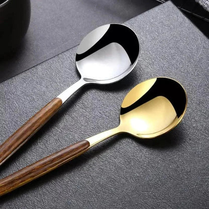 30-piece flatware set with wood-look handles – view 6