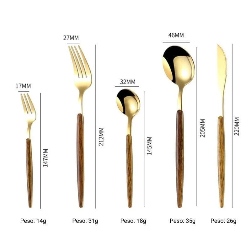 30-piece flatware set with wood-look handles – view 11