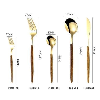 30-piece flatware set with wood-look handles – view 11