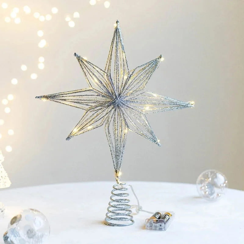 30cm Light-Up Christmas Tree Topper Star – Silver or Yellow