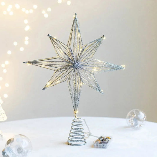 30cm Light-Up Christmas Tree Topper Star – Silver or Yellow