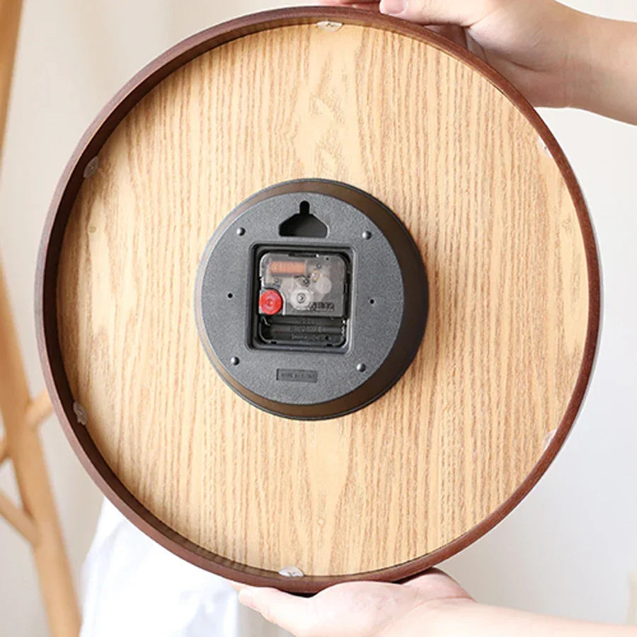 30cm Silent Wooden Wall Clock – Dark Wood – view 4