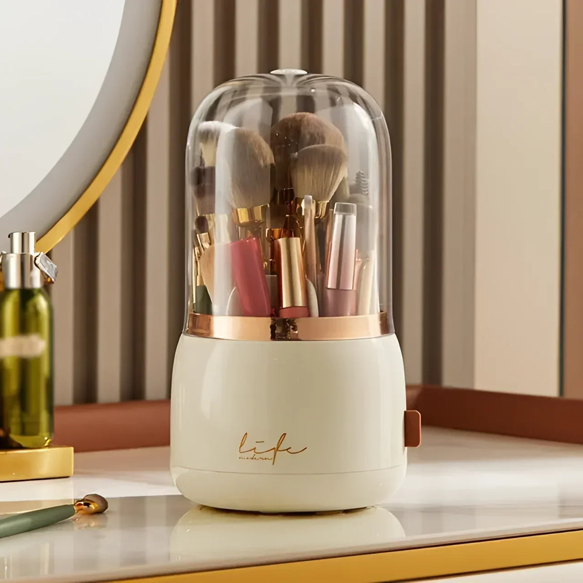 360-degree rotating makeup brush organiser – view 5