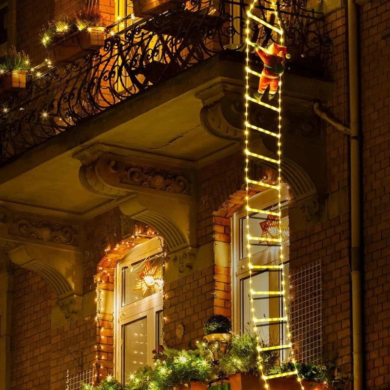 3m Light-Up Santa Ladder Christmas Decoration