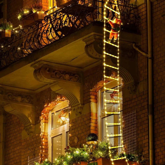 3m Light-Up Santa Ladder Christmas Decoration