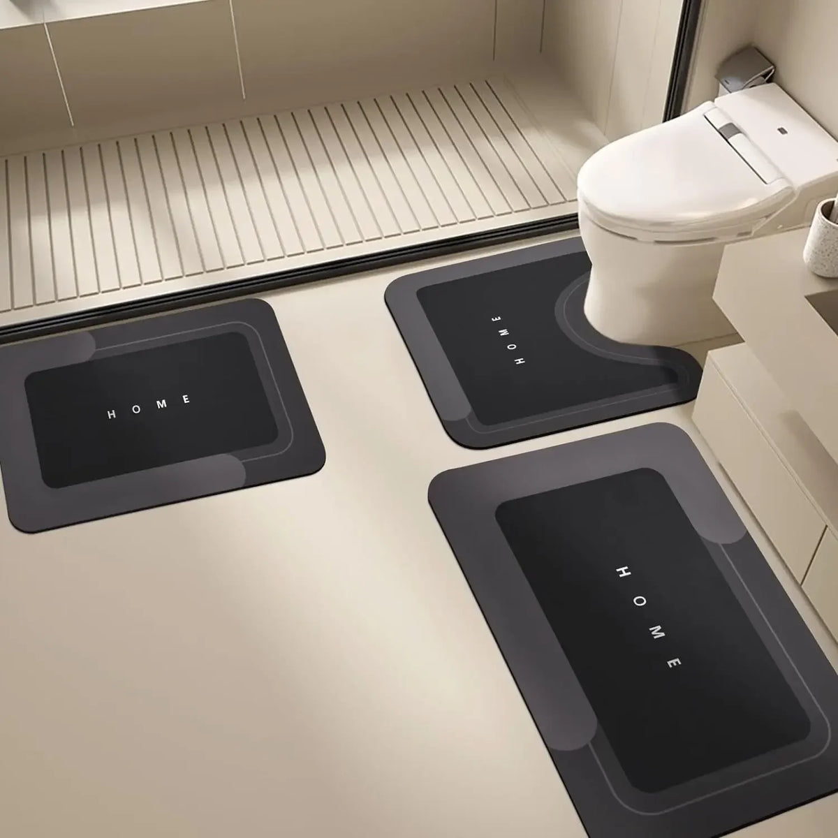 3-Piece Diatomite Non-Slip Bath Mat Set