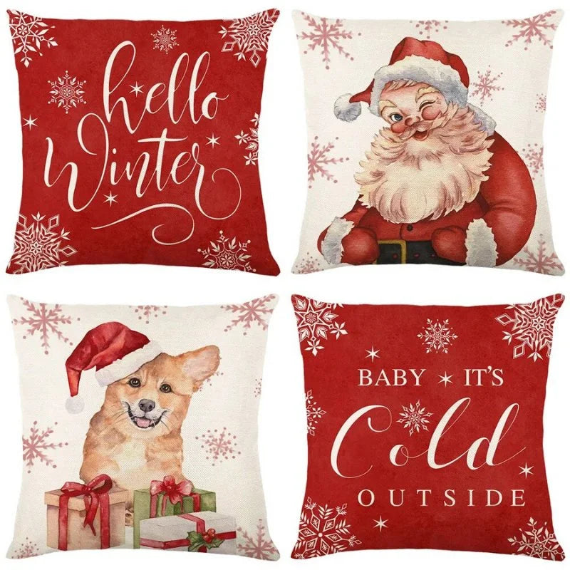 4-Piece Christmas Cushion Cover Set – 45 × 45cm
