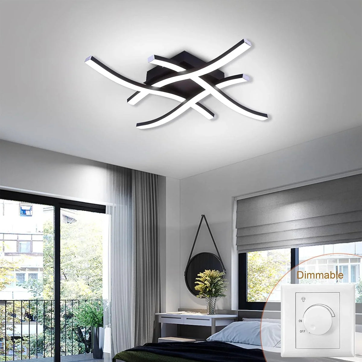 40cm Curved Ceiling Light – Black or White – view 2