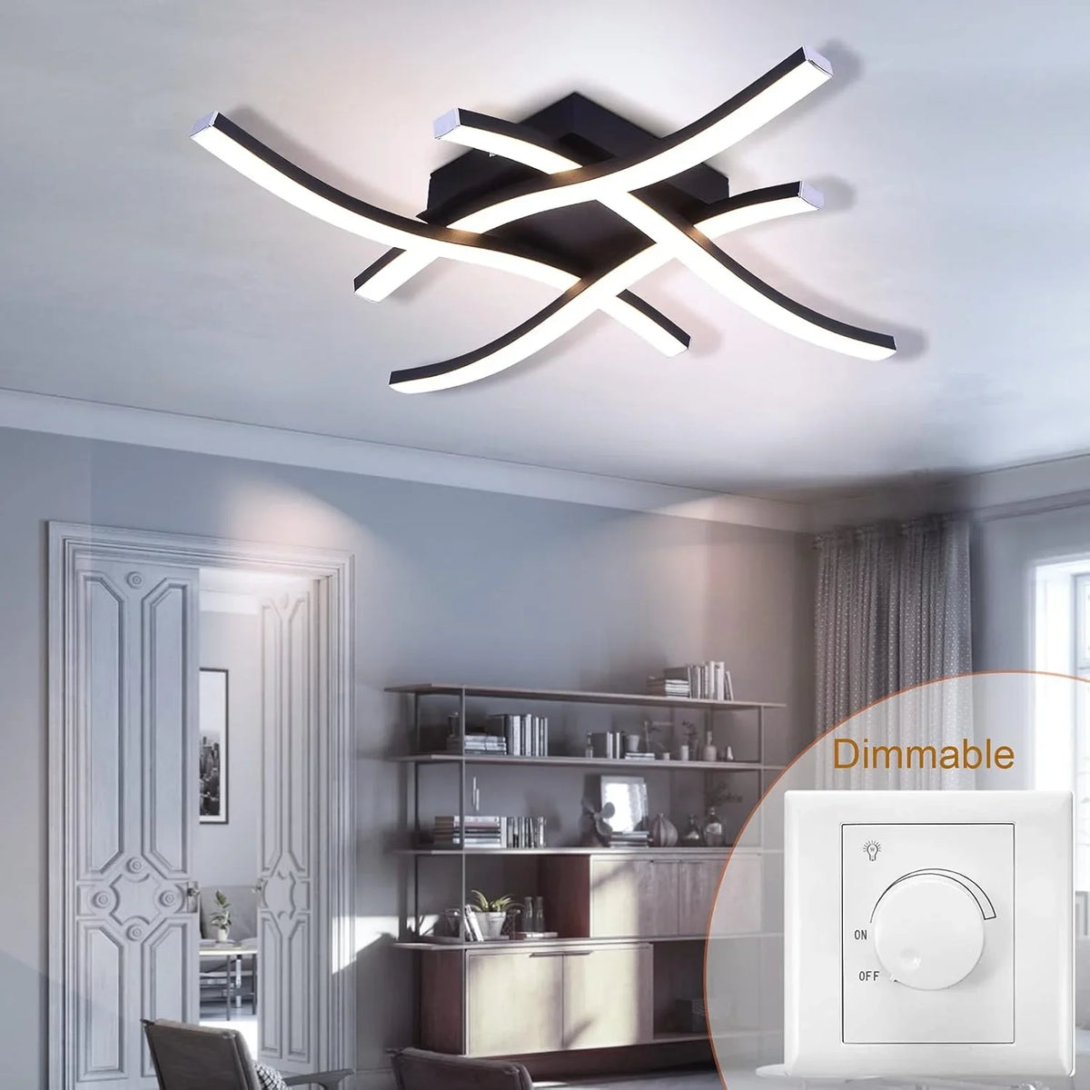 40cm Curved Ceiling Light – Black or White – view 3