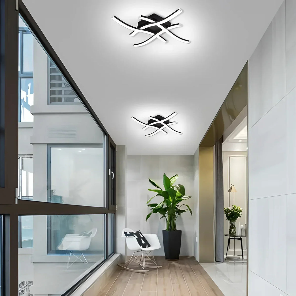 40cm Curved Ceiling Light – Black or White – view 4