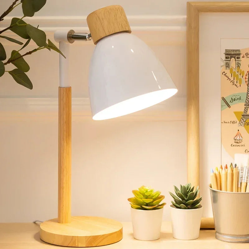 41cm Adjustable Wood & Iron Table Lamp