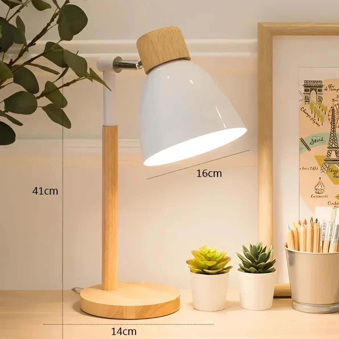 41cm Adjustable Wood & Iron Table Lamp – view 5