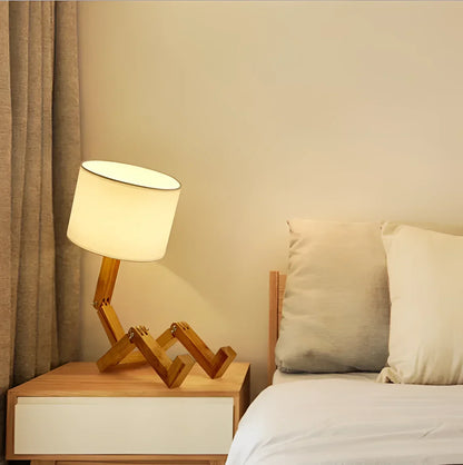 44cm Modern Wood Table Lamp – White or Grey Shade – view 2
