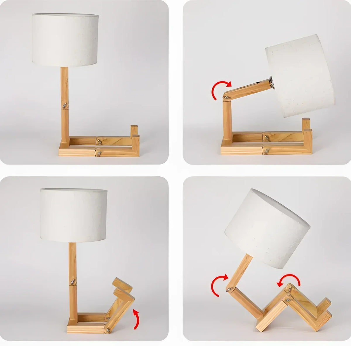 44cm Modern Wood Table Lamp – White or Grey Shade – view 4