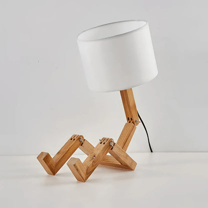 44cm Modern Wood Table Lamp – White or Grey Shade – view 6
