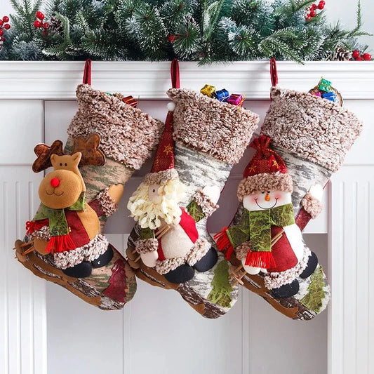 48cm Rustic Christmas Stocking – 3 Designs