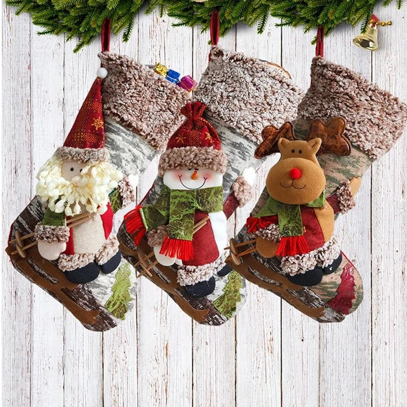 48cm Rustic Christmas Stocking – 3 Designs – view 2