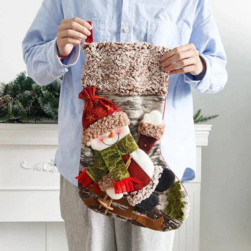 48cm Rustic Christmas Stocking – 3 Designs – view 4
