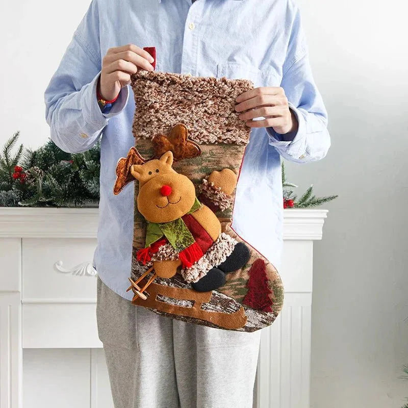 48cm Rustic Christmas Stocking – 3 Designs – view 5