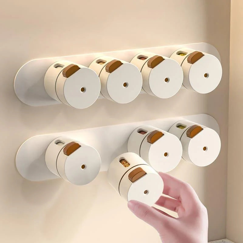6-piece magnetic wall-mounted spice jar set