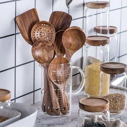 7-piece teak wood kitchen utensil set – view 4