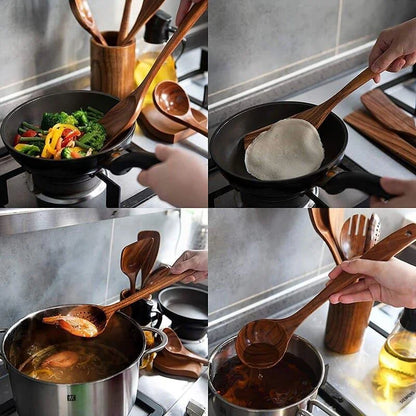 7-piece teak wood kitchen utensil set – view 7