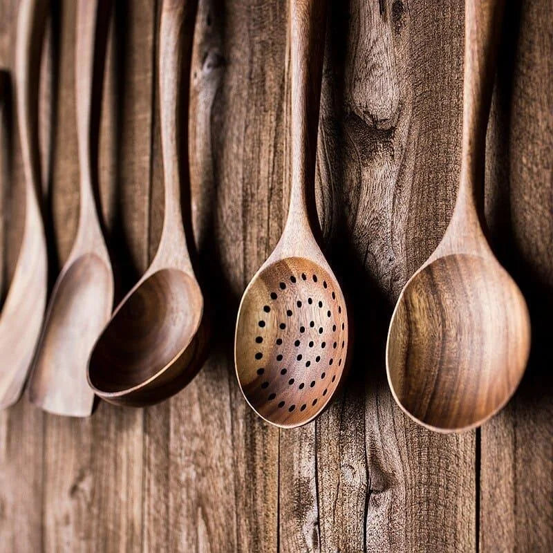7-piece teak wood kitchen utensil set – view 8
