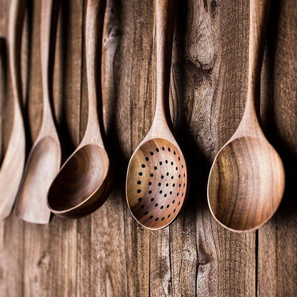 7-piece teak wood kitchen utensil set – view 8