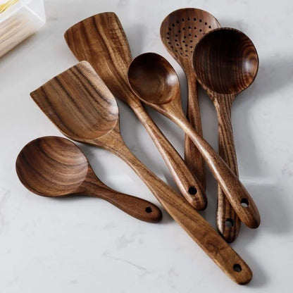 7-piece teak wood kitchen utensil set – view 9