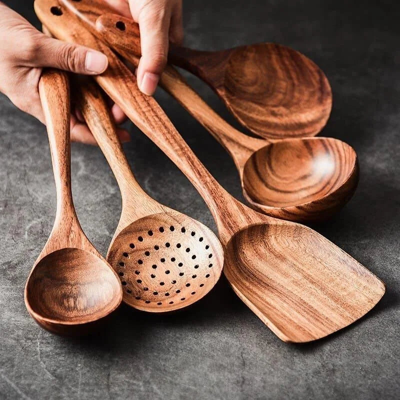 7-piece teak wood kitchen utensil set – view 10