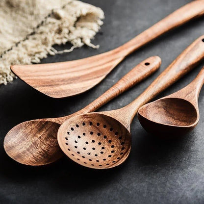 7-piece teak wood kitchen utensil set – view 14